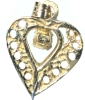 10K Gold Tested Filigree Heart & Prism Charm on Whale Tail Charm-Holder Pendant | Charm Pendant 1" Across,1.5" Long - 3