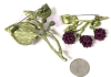 Neat Beaded Dangly Raspberry Bush Branch Brooch & Lovely Purple Flower Enamel Bunch Brooch | Up to 2.75" Long - 5