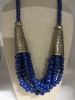 2 Chunky Statement Necklaces Lapis Multi Strand Bead & Chestnut Jasper - 4