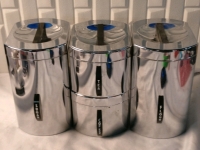 4 Kromex Storage Containers - Flour, Sugar, Coffee & Tea