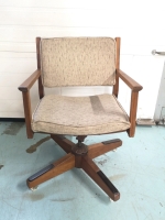 Vintage Wunder Furniture Co. Wooden Swivel Office Chair on Wheels - Adjustable Height with Some Tilt Back