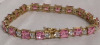 925 FAS Pink & White Tennis Bracelet - 7.5" Long - 5