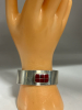 925 Sterling Silver Mexico Red Jasper Art Deco Styling Statement Open Cuff Bracelet - 4