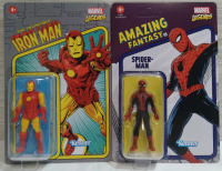 2 New Marvel Legends Kenner The Invincible Iron Man & Amazing Fantasy Spiderman Figures