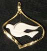 Very Vintage Aluminum Wreath w Mercury Glass Candle & Intact Styro Backing & Signed Porcelain Gold Tone Gorham Christmas Treasures Dove Ornament w Box - 6