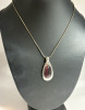 Three Colored Stone Necklaces Red Cab Heart Pink CZ & Wine Cats Eye Style - 3