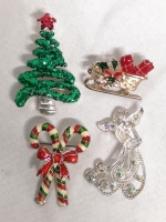 4 Christmas Festive Brooches