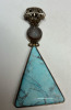 Large 925 Sterling Blue Triangle Turquoise with Druzy Pendant