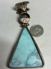 Large 925 Sterling Blue Triangle Turquoise with Druzy Pendant - 3