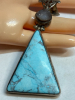 Large 925 Sterling Blue Triangle Turquoise with Druzy Pendant - 6