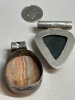 Two Sterling Pendants Crazy Lace Agate and Black Onyx 1.5 inches - 2