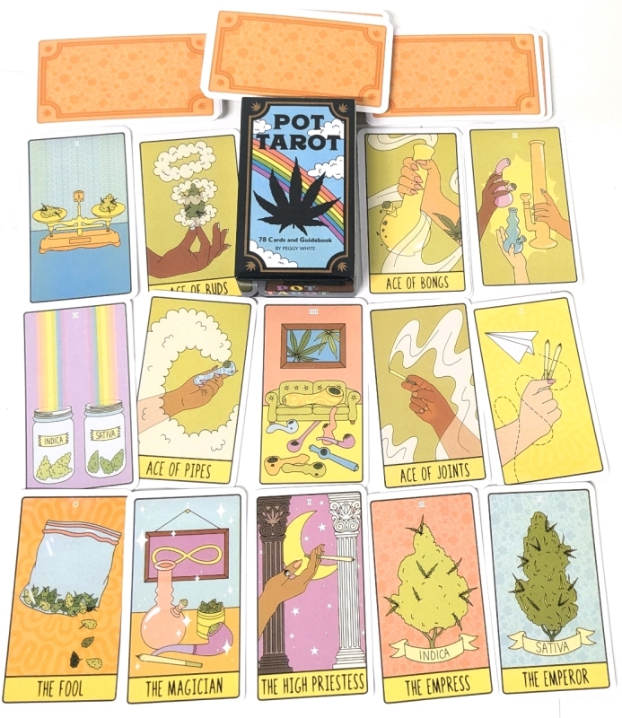 New POT TAROT 75-Card Tarot Deck by Peggy White w Digital Guidebook | 2.4" x 4.15"