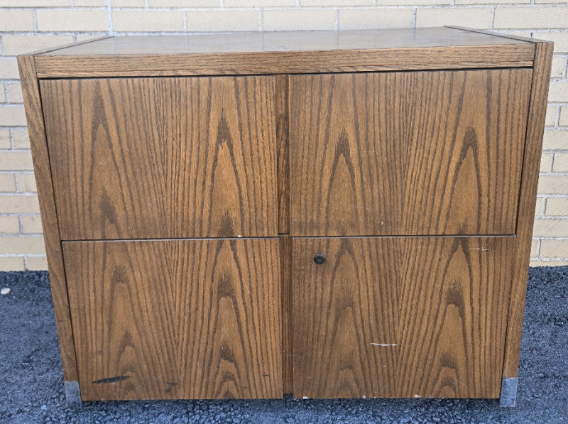 Heavy Wooden | 2 Drawer Dresser W/ Metal Accents | Measures 36" x 19.5" x 29.5"