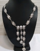 Gorgeous Rhinestone 3 Drop Faceted Oval Modern Necklace Approximately 15" With an 2" Extender & Lobster Clasp