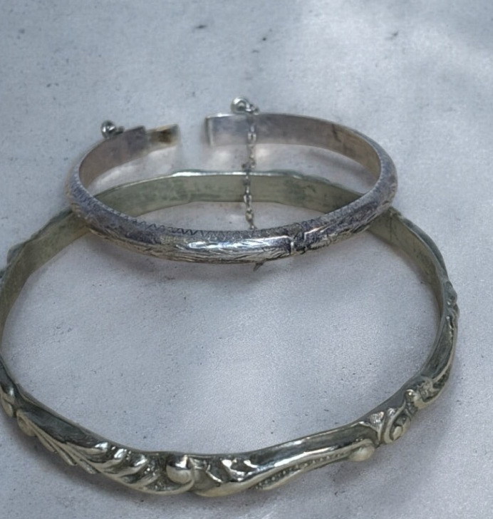 Two Sterling Silver Stamped Bracelets TOB