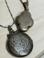 Two Sterling Lockets with Sterling Chains Including BIRKS