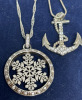 CZ Inverted Round Snowflake Pendant Necklace Beautiful CZ Anchor Pendant Necklace