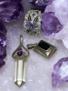 Sterling Crystal Amethyst Wand Black Onyx Poison Pendant CZ Light Purple Statement Ring - 6