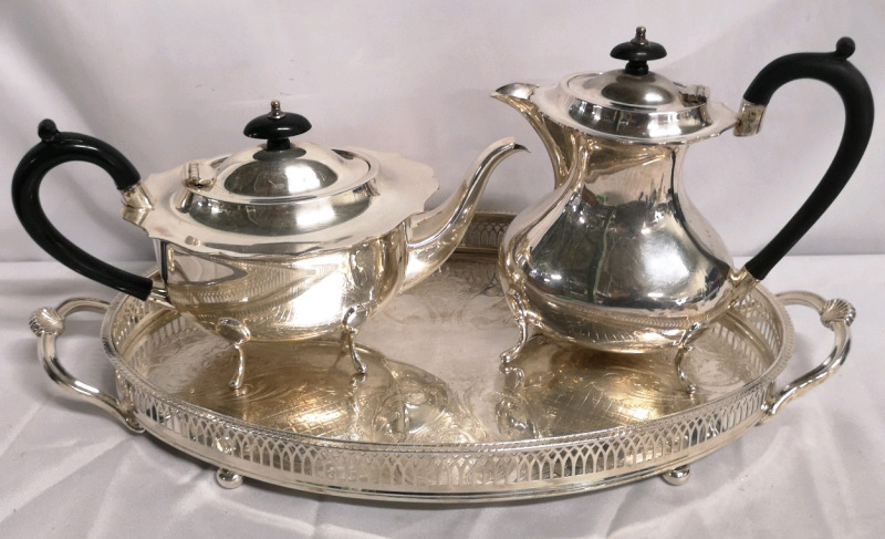 Silverplate Serving Set - Teapot, Coffee Pot & Tray