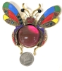 Striking Large Cab Jelly Belly Beetle in Flight Rhinestone Enamel Brooch | 3" x 2.75" - 3