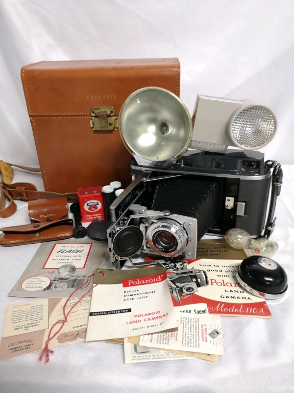 Vintage POLAROID Land Camera with Case & Accessories