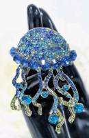 Absolutely Lovely Large Rhinestone Jellyfish Statement Brooch | 2.25" x 3.35" Long