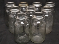 9 Bernardin Glass Mason Jars - 7" tall