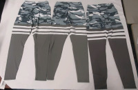 3 New Women's XL High Waisted Camo Yoga Pants Full Length With Pockets