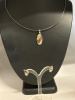 925 Sterling Silver Enamel Marquise Pendant Matching Earrings 925 Hard Wire Chain - 3