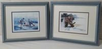 Framed Hockey Prints 12"×14" "The Guardian" & "He Shoots" . Both Signed by Artist