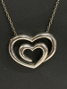 SLV Sadye L Vassil Sterling Silver Double Heart Minamalist Pendant 925 Italy Chain - 5