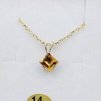 14KT Yellow Gold Natural Citrine Quartz (0.55ct) Pendant With Gold Plated Sterling Silver Chain, W/A $415.00. Citrine is the birthstone for November.