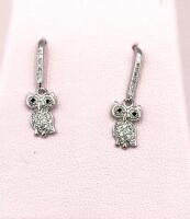 Fashion Jewellery Dangling Owl CZ Drop Earrings