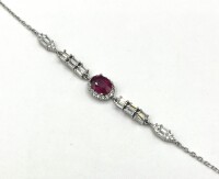 Sterling Silver Natural Enhanced Ruby (1.5ct) with CZ (0.70ct) Bracelet, W/A $900.00. Ruby is the birthstone for July.