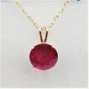 10KT Yellow Gold Natural Enhanced Ruby (2.65ct) Round Pendant With Gold Plated Sterling Silver Chain, W/A $870.00. Ruby is the birthstone for July. - 3