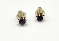 14KT Yellow Gold Natural Amethyst Deep Purple (0.24ct) Earrings, W/A $590.00. Amethyst is the birthstone for February.