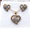 Sterling Silver Rose Plated CZ (1.5ct) Heart Shape Set of Earring and Necklace, W/A $780.00.