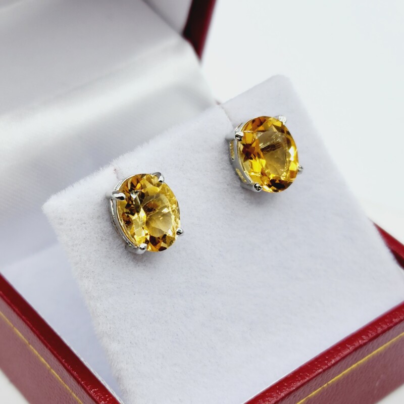 Sterling Silver Natural Citrine Quartz (3ct) Earrings, W/A $575.00. Citrine is the birthstone for November.