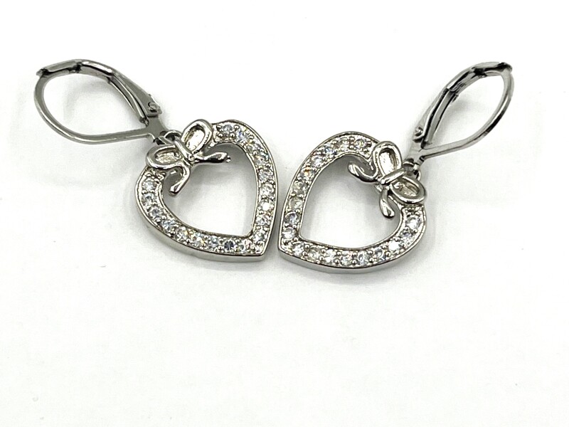 Fashion Jewellery Silver Plated CZ Heart Shape Earrings, Retail $300.00.