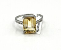 Sterling Silver Natural Citrine (3.5ct) with CZ (0.06ct) Ring, Size 8, W/A $470.00. Citrine is the birthstone for November.