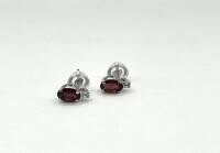 10KT White Gold Natural Garnet (1ct) With Natural Moonstone (0.08ct) Earrings, W/A $485.00. Garnet is the birthstone for January.