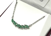 Sterling Silver Natural Emerald (0.60ct) Necklace, W/A $500.00. Emerald is the birthstone for May.