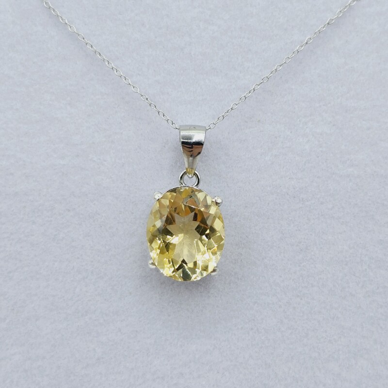 Sterling Silver Natural Citrine (4ct) Pendant With Sterling Silver Chain. W/A $680.00 Citrine is the birthstone for November.