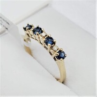 10KT Yellow AND White Gold Natural Blue Sapphire (0.40ct) with Diamond (0.03ct) Ring, Size 5.75, W/A $1100.00. Sapphire is the birthstone for September.