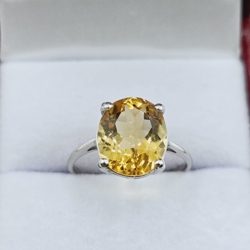 Sterling Silver Natural Citrine Quartz (4ct) Ring, Size 8, W/A $635.00. Citrine is the birthstone for November.