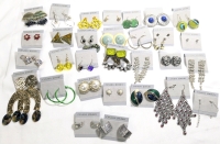 30 Pairs of Assorted Earrings for Pierced Ears | Glass, Enamel, Rhinestones + | Up to 3.25" Long