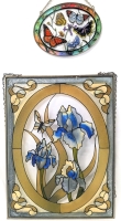 2 Lovely Stained Glass-Style Hanging Sun Catchers incl Handpainted AMIA Denver | 7" x 5" & 12" x 16"