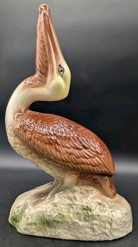 Vintage Signed "Baristiz" Ceramic Pelican Figure | 10.25" Tall