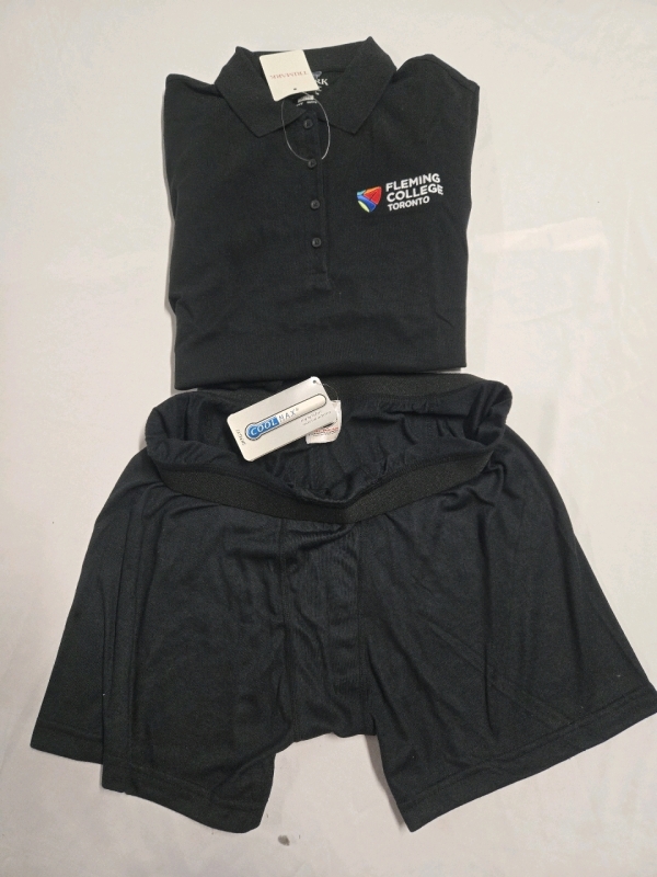 New Mens Size: XL | Fleming College Polo Golf Shirt + TacWear Cool Max Boxer Shorts