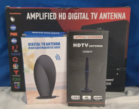 3 Pcs New | TV Atennas | ( 1 ) Indoor/ Outdoor HDTV Antenna ModelD006AF | ( 1 ) Amplifier HD Digital TV Antenna | ( 1 ) Digital TV Antenna W/ High Gain Magnetic Base | Largest Box Measures 13.5" x 10"